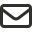 A simple black envelope icon on a white background, representing email or messaging.